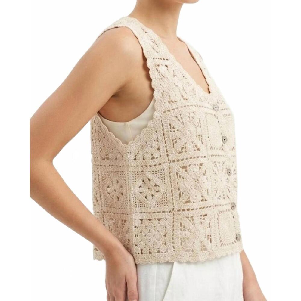 NEW POL granny square vest in white